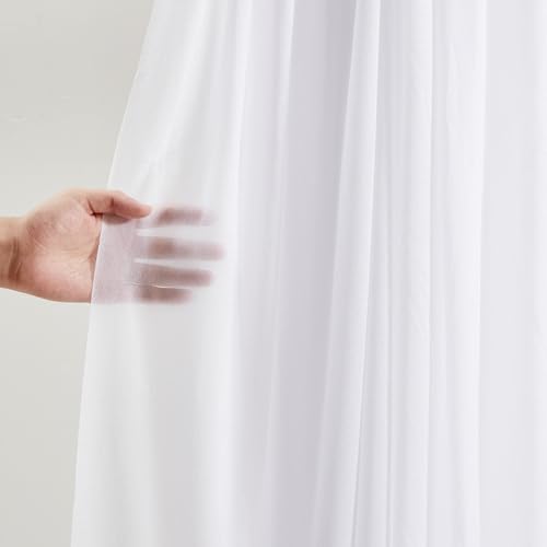 Image of Wedding Arch Draping Fabric 1 Panel 30 inch X 20FT Sheer Arch Drapes Fabric White Backdrop Curtains for Wedding Arbor Ceremony Birthday Party