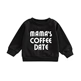 FOCUSNORM Baby Girl Boy Coffee Date Sweatshirt Letter Print Long Sleeves Round Neck Pullover Sweater
