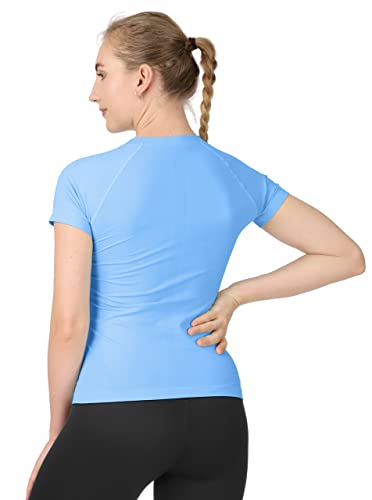 Image of MathCat Seamless Workout Tops for Women Short Sleeve Yoga Running Shirts,Breathable Athletic Compression Shirt Women XS-XL