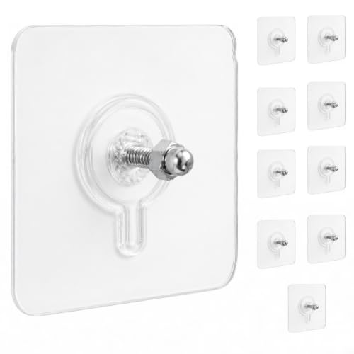 Image of KONVIO NEER Self Adhesive Screw Hooks Without Drilling, 10 Pack