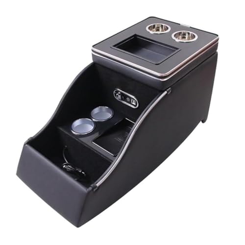 Console centrale per auto, organizer per console centrale Benz Viano W639 2003-2014, con luci a LED di tipo C/blu, accessori per bracciolo [brevetto UE] (01, nero)