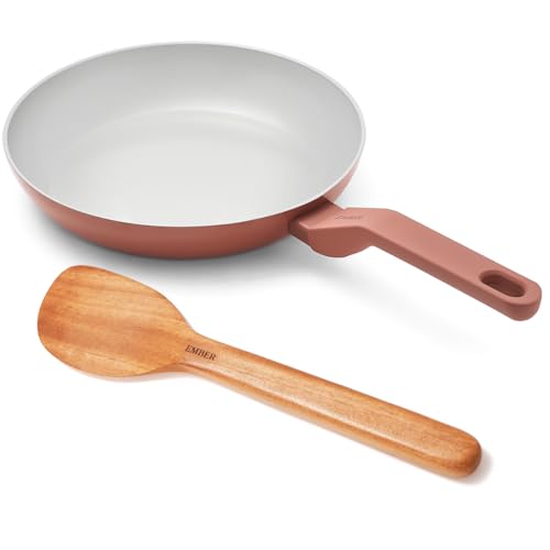Image of Ember Cookware Arcilla Ceramic Frying Pan 24cm | Non Stick Cookware | Non Toxic Pan | ISI Certified | Ceramic Fry Pan for Cooking | PFAS & PTFE Free | 5-Year Warranty | Terracotta