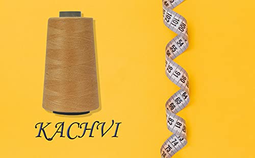 Image of Ace International Exports 3000M Overlock Polyester Sewing Thread Set Box Yarn Spools Cone Beige (Pack of 10 )