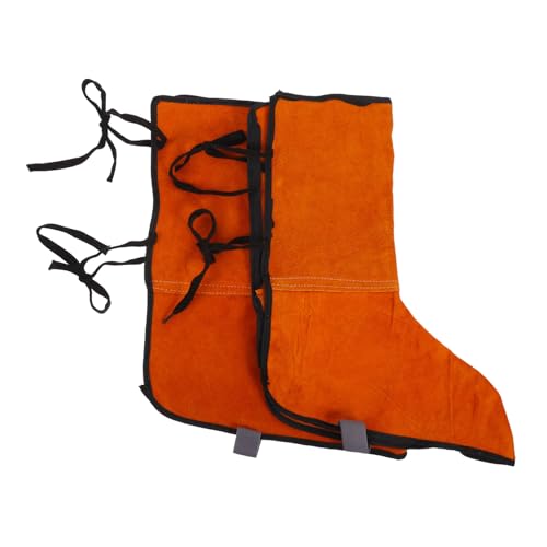 VILLFUL 2pcs Safety Shoe Covers Foot Mask Socks Welder Shoe Cover Foot Covers for Shoes Welding Boots Welder Supplies Leather Gaiters Welding Shoe Covers Spats for Shoes Yellow Cowhide