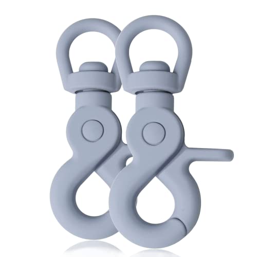 Ganzoo mosquetón tipo tijera con cierre automático, recubierto en silicona, cabezal giratorio para reducir torsión, azul pastel, 2 uds, 61 mm, ojo 10 mm, zinc fundido, para correa perro y paracord 550