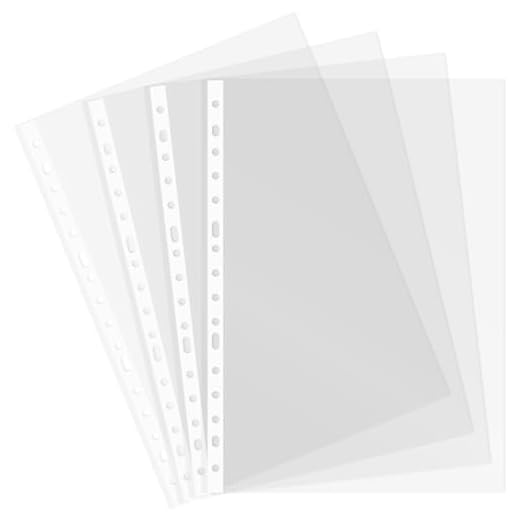 Grafoplás | Bolsa de 20 Fundas Multitaladro | Transparente Cristal | Lomo Reforzado | Tamaño Folio | Polipropileno Calidad Estándar | 16 Taladros | Perfecto como Material de Oficina y Escolar