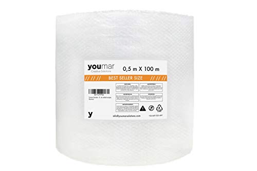 Youmar Solutions Rouleau de papier bulles 0,5 m de largeur 100 m de long Haute protection. Qualité européenne Cover