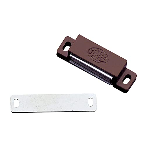 Amig - Pack de 2 Golpetes Magnéticos Mod.10 Acabados en Marrón - Cierre Oculto para Puertas de Armarios y Muebles de Hogar u Oficina - Medidas: 56 x 15 mm - Se Incluyen Tornillos de Fijación