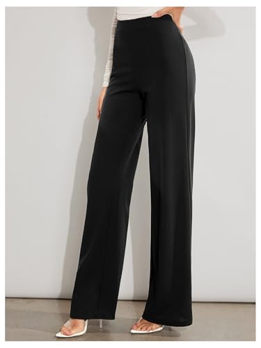 WDIRARA Women's High Waisted Wide Leg Pants Work Office Business Trousers2