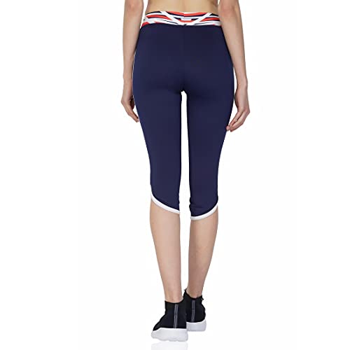 Image of Vector X Polyester Relaxed Regular Fit Capri Activewear for Women (Black)