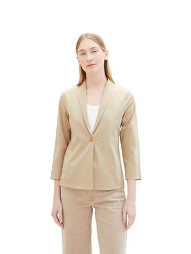TOM TAILOR Damen Regular Fit Basic Blazer Jacke mit 3/4-Arm, 11485 - Sandy Beige, XXXL