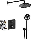 Ben Lavion 250 inbouw regendoucheset met 4 straalsoorten Ø25cm gestructureerd zwart