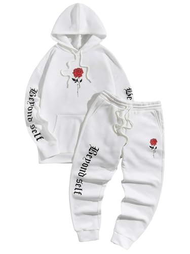 GORGLITTER Men's 2 Piece Sweatsuits Track Suits Floral Graphic Hoodie Sweatshirt Sweatpants Set Outfit