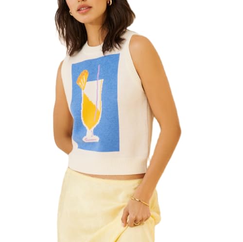 Image of Women Graphic Sweater Vest Y2k Knit Tank Top Lightweight Pullover Top