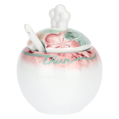 THUN - Zuccheriera con cucchiaino Bloomia - porcellana - Collezione Giardino di primavera - zuccheriera Ø 10 cm, 12 cm h, cucchiaino 13 cm