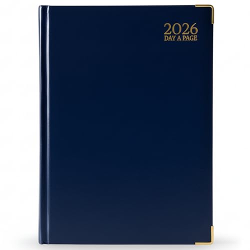 G4GADGET A4 2026 Day a Page Blue Diary Gilt Edges Hardback