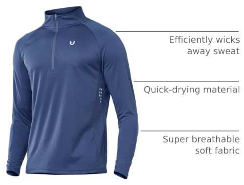 Image of NORTHYARD Men's Quarter Zip Pullover Athletic Running Shirt Long Sleeve | 1 /4 Zip Top, Quick Dry Lightweight, Moisture Wicking Breathable, Reflective Strips, Performance Workout Gym, Hiking Sports