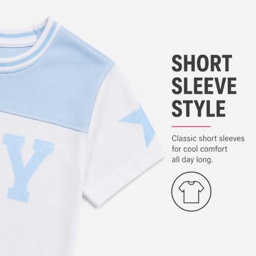Image of DKNY Girls Tshirt Cotton Blend Short Sleeve Crewneck Graphic Fashion Tee