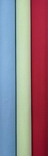 Image of KCS 3 pc of 15 inch x 18 inch(38cmx45cm) 11 Count Cross Stitch Cotton Aida Cloth Needlework Rolled Fabric Box,11CT,Light Blue+Light Green+Red