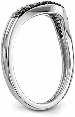 2.10 Cttw Round Shape Black & White Cubic Zirconia Prong Setting Wedding Engagement Band Ring In 14K White Gold Plated 925 Sterling Silver Ring Size - 5.5