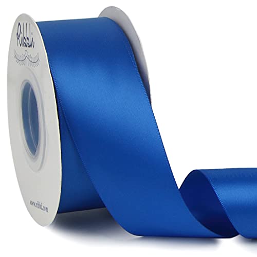 Ribbli Royal Blue Double Faced Satin Ribbon 1-1/2 x Continuous 25 Yards Use for Bows Bouquet Gift Wrapping Wedding Floral Arrangement