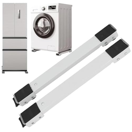 Soporte móvil ajustable para lavadora y frigorífico, base con ruedas, color blanco
