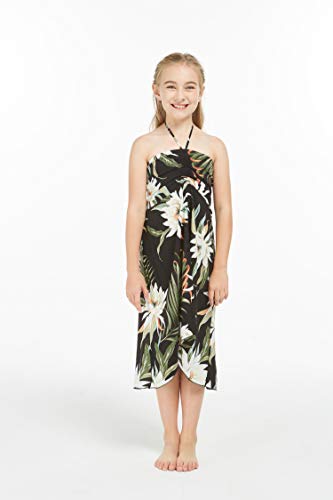 Image of Family Matching Hawaiian Clothes, Wispy Cereus Black | Lightweight 100% rayon • Family matching outfits • Tropical floral print • Beach vacations • Luaus • Cruises • Family photos