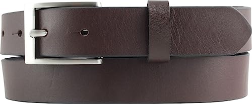 BELTINGER Ceinture homme grande longueur en cuir de vachette pleine fleur 3 cm | Ceinture en cuir avec boucle argentée 30mm | Ceinture de haute qualité pour...