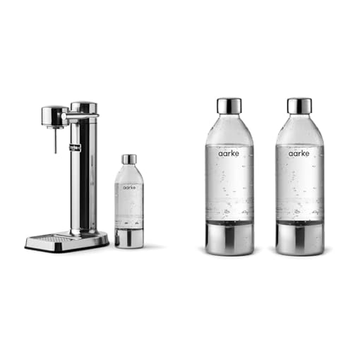 Aarke Carbonator 3 Steel & 2er-Pack PET-Flaschen für Wassersprudler Carbonator 3, BPA-frei mit Details in Edelstahl, 800ml, AASPB1-STEEL Aarke Carbonator 3 Steel & 2er-Pack PET-Flaschen für Wassersprudler Carbonator 3, BPA-frei mit Details in Edelstahl, 800ml, AASPB1-STEEL
