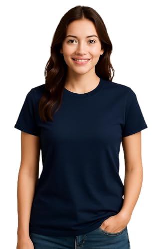 Image of Women's Solid Round Neck Half Sleeves Polyester T-Shirts, Moisture Wicking t-Shirt (Pack of 1)