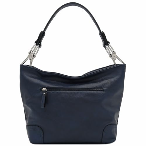 Hobo Shoulder Bag with Big Snap Hook Hardware (Navy)