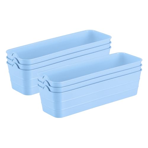 Image of KOLORR Flexi Tray Narrow Flexible Space-Saving Storage, Stackable Storage Organizer, Drawer Organizer Trays for Home, Washroom, Office, and Kitchen Organization Pack of 6 - Blue