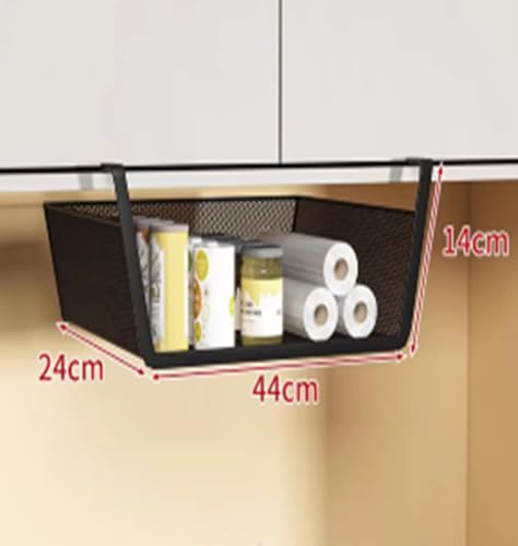Image of Styleys Under Shelf Baskets - Mesh Wire Rack Shelf Organizer Hanging Baskets for Office Kitchen Pantry Organization and Storage (17-inch, White), 1 Piece - S11036