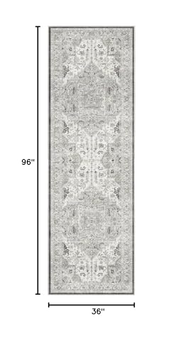 Madane Hallway Runner 3x8, Kitchen Rugs Washable Entryway Rug Vintage Kitchen Runners Non Slip Indoor Area Rug Farmhouse Carpet Runner for Bathroom Living Room Bedroom (3 X 8, Ivory/Brown)
