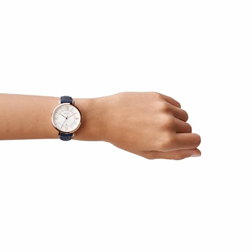 Fossil Uhr f&uuml;r Damen Jacqueline, Quarzwerk, 36mm Rose Gold Edelstahlgeh&auml;use mit einem Echtlederarmband, ES3843