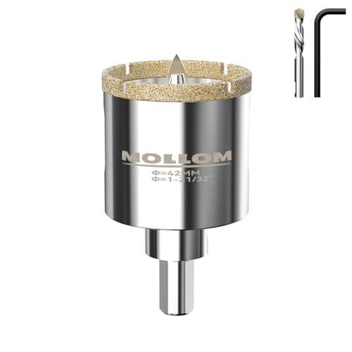 Image of MOLLOM 1-21 /32 inch (42mm) Diamond Hole Saw with 2 Pilot Drill Bit