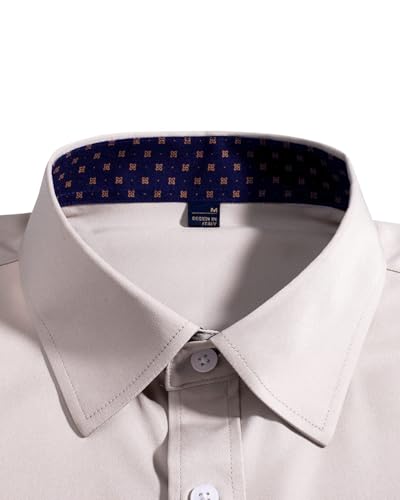 Alimens & Gentle Men's Dress Shirts Long Sleeve Wrinkle-Resistant Casual Button Down Shirt