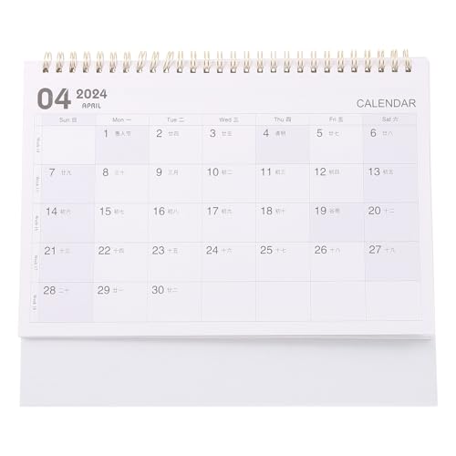 VILLFUL 年卓上カレンダー スタンディングデスク用シンプルデスクカレンダー 厚手製 月日表示可能 オフィスや家用デスク整理用品
