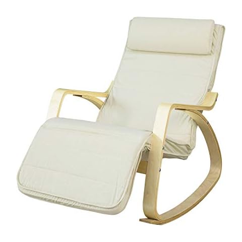 SoBuy New! Comfortable Relax Rocking Chair Lounge Chair Recliner with Footrest Design (FST16-W) Cover