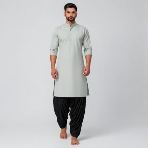 Image of Mens Pure Coton Kurta Dhoti Set | Traditional Ethnic Wear for Festive & Wedding Men's Cotton Kurta with Dhoti Set | Comfortable Ethnic Traditional Outfit Stylish Men's Cotton Kurta Dhoti Set.