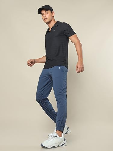 Image of TECHNOSPORT Men Mid Rise Regular Fit Solid Stretchable Joggers, Techno Dry for Regular Use and Sports