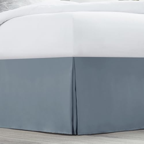 Image of Nestl Stone Blue Full Bed Skirt - Full Size Bed Skirt 14 Inch Drop - Brushed Microfiber Bed Skirts - Hotel Quality Pleated Bed Skirt - Shrinkage & Fade Resistant