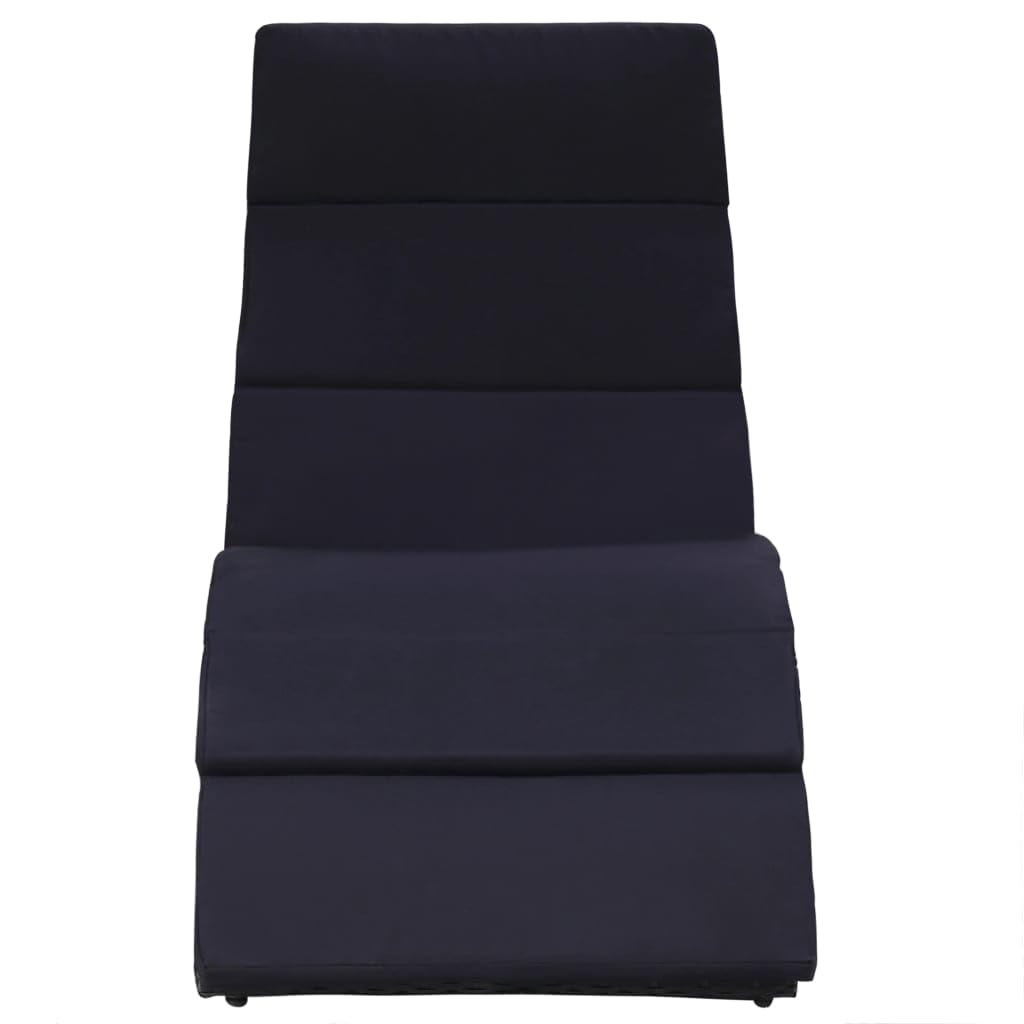 Tomostar Bain de Soleil, Chaise Longue Jardin Extérieur Transat pour Piscine avec Coussin Résine tressée Noir