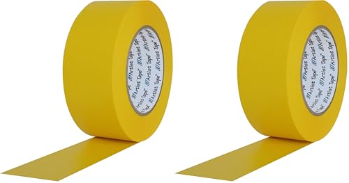 Image of Pro Tapes Artist Tape Flatback Printable Paper Board or Console Tape, 60 yds Length x 1 /2 inch Width, Yellow (Pack of 2)