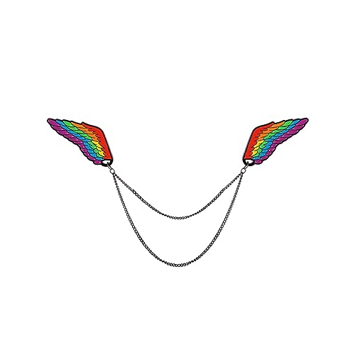 PrideGEO Regenbogen Brosche, LGBTQ+ Pride Pin Anstecker, kreatives Design für Kleider, Anzüge, Jacke, Taschen, Rucksäcke - Rainbow Wings