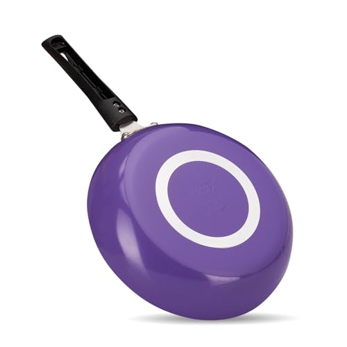 Image of NAVRANG Non Stick Cookware Set of 3 Pcs | Nonstick Dosa Tawa 26 cm & Frypan 22cm with Stainless Steel Lid | Non-Induction - Purple
