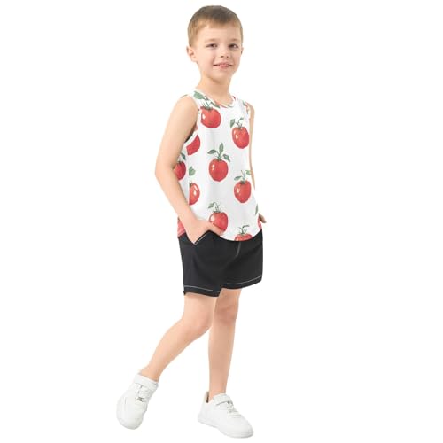 Bolaz Boys Athletic Quick Dry Tank Top Sleeveless Workout T Shirts Age 11-15,Tomato Pattern4