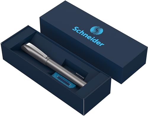 Schneider Ceod Shiny   Juego de bolígrafos roller (incluye estuche de cartón, cartuchos de tinta estándar, para diestros y zurdos), color gris