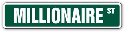 Millionaire Street Sign Rich Business Owner - Dinero para hombre Interiorexterior 24 pulgadas de ancho