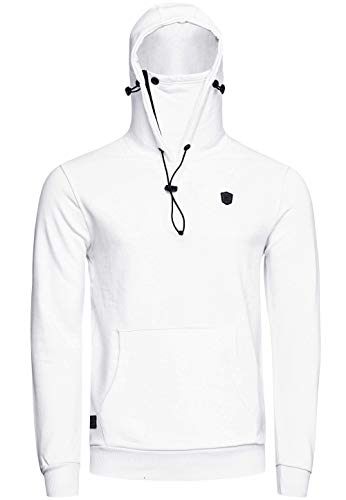 Rusty Neal – Felpa da uomo con cappuccio, ideale per jogging, velo, trotinette, maglione invernale caldo, collo alto, ideale come regalo di Natale, San Valentino 19140 bianco XXL